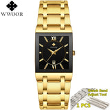 WWOOR Men's Luxury and Gold Black Square's Watches