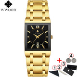 WWOOR Men's Luxury and Gold Black Square's Watches