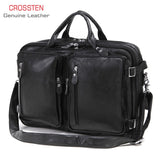 New Natural Cowskin Genuine Leather Men's multifunctional Briefcase Large Capacity Business Shoulder bag 17 Laptop Bag