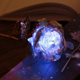 1PCS Simulation Eternity 24K Gold Foil Rose Flower Rainbow Valentine'S Day Romantic Flower Wedding Gift Beautiful LED Luminous