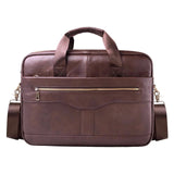 AETOO Genuine Leather Real Leather Laptop Bag Business Handbags Cowhide Men Crossbody Bag Men's Travel Brown Leather Briefcase