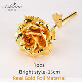 Asklove 5-10pcs Real 24K Gold Foil Rose Flower Gold Rose Plated Valentine's Day Gift Wedding Decor Lover Rose Artificial Flowers