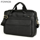 Genuine Leather Men's Briefcase Vintage Business Computer Bag Messenger Bags Man Shoulder Bag Male Handbags Tote Portfolio