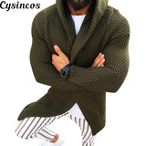 Men's Long Sleeves Midi Sweater Black Cardigan