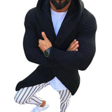 Men's Long Sleeves Midi Sweater Black Cardigan