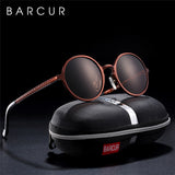 BARCUR Hot Black Goggle Male Round Sunglasses Luxury Brand Men Glasses Retro Vintage Women Sun glasses UV400 Retro Style