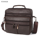 FONMOR Genuine Leather Men Briefcases Fashion Business Tote Bags  Multi-layer Shoulder Crossbody Bag Men's Handbags Travel Bag