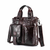 Men Quality Leather Antique Retro Business Briefcase 12" Laptop Case Attache Portfolio Bag Tote Shoulder Messenger Bag