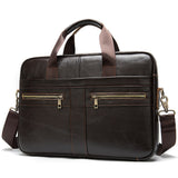 WESTAL Men's Briefcase Bag Men's Genuine Leather Laptop Bag Business Tote for Document Office Portable Laptop Shoulder Bag