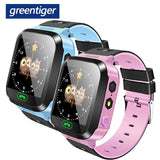 Greentiger Q02 Children Smart Watch Camera Lighting Touch Screen SOS Call  LBS Tracking Location Finder Kids Baby Smart Watch