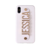 Leather Gold Letters Metal Luxury Bold Custom Personalized Name Text For iPhone 11 Pro X 6 6S XS Max 7 7Plus 8 8Plus Phone Case