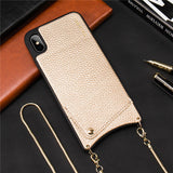 Credit Card Leather Wallet Strap Crossbody Long Chain Phone Case for Iphone 11 pro XR XS Max 6S 8 7 plus luxury Back cover coque