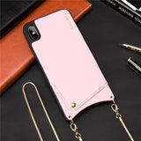 Credit Card Leather Wallet Strap Crossbody Long Chain Phone Case for Iphone 11 pro XR XS Max 6S 8 7 plus luxury Back cover coque