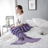 Cozy Knitted Crocheted Adult Mermaid Tail Blanket With Wave Pattern | Couch Blanket Home Decoration | Birthday and Valentine's Day Gift