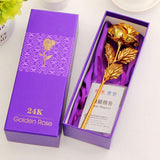 24k Gold Foil Plated Rose Creative Gifts Lasts Forever Rose For Wedding Christmas Day Gifts With Retailed Box Artificial Flowers