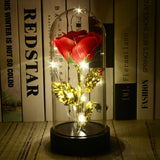 Imitation Gold Foil Rose Glass Cover Soap Rose Valentine'S Day LED Light Gifts Mothers Day Celebration Wedding Home Decoration