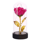 Imitation Gold Foil Rose Glass Cover Soap Rose Valentine'S Day LED Light Gifts Mothers Day Celebration Wedding Home Decoration