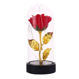 Imitation Gold Foil Rose Glass Cover Soap Rose Valentine'S Day LED Light Gifts Mothers Day Celebration Wedding Home Decoration