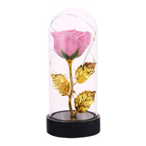 Imitation Gold Foil Rose Glass Cover Soap Rose Valentine'S Day LED Light Gifts Mothers Day Celebration Wedding Home Decoration