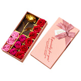 ABFP Valentine'S Day Gift 24K Gold Plated Rose Flower+12Pcs Soap Flower Romantic For Lover Girl Friend Christmas Gifts