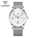 Classic Men's Watch Automatic Mechanical Clock Stainless Steel Watchband and Kinetic Energy Display