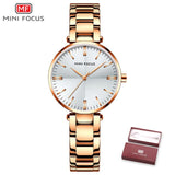 MINIFOCUS Elegant Women Watches Top Luxury Brand Quartz Ladies Watch Stainless Steel Strap Waterproof Casual Dress Female Clock