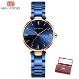 MINIFOCUS Elegant Women Watches Top Luxury Brand Quartz Ladies Watch Stainless Steel Strap Waterproof Casual Dress Female Clock