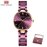 MINIFOCUS Elegant Women Watches Top Luxury Brand Quartz Ladies Watch Stainless Steel Strap Waterproof Casual Dress Female Clock