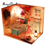 MagiDeal 1Set Dreamlike DIY Wooden Handcraft Miniature Dollhouse Kit with Dust Cover Adalelles Room Best Children Birthday Gift