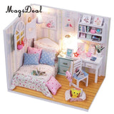 MagiDeal 1Set Dreamlike DIY Wooden Handcraft Miniature Dollhouse Kit with Dust Cover Adalelles Room Best Children Birthday Gift