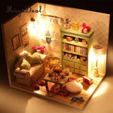 MagiDeal 1Set Dreamlike DIY Wooden Handcraft Miniature Dollhouse Kit with Dust Cover Adalelles Room Best Children Birthday Gift