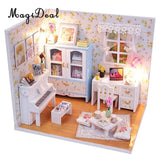 MagiDeal 1Set Dreamlike DIY Wooden Handcraft Miniature Dollhouse Kit with Dust Cover Adalelles Room Best Children Birthday Gift