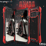 R-JUST Case For Samsung 10 Plus S9 S8 S7 Edge Case Armor King Aluminum Carbon Fiber Shockproof Cover For Galaxy Note 8 9 10Coque