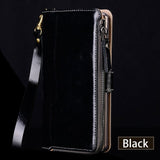 Multi-functional Zipper Genuine Leather Case For iPhone X XS XR 11 pro MAX 7Plus Wallet Stand Holder Silicone Protect Phone Bag