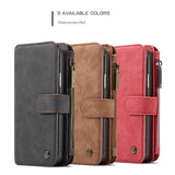 2 in 1 wallet phone case for iPhone 6sPlus 7/7Plus 8/8Plus XS XR XSMAX 11 Multi Cardlot Zipper Bag for Samsung 8 9 Plus Case