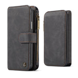 2 in 1 wallet phone case for iPhone 6sPlus 7/7Plus 8/8Plus XS XR XSMAX 11 Multi Cardlot Zipper Bag for Samsung 8 9 Plus Case