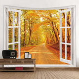 Forest Avenue Outside The Window Printed Tapestry Decorative Mandala Tapestry Indian Home Decor Big Hippie Wall Hanging Blanket