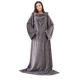 Long Fleece Blanket Hoodie Sweatshirt With Sleeves Adult Cozy Soft Winter Warm Wearable Robe Shawl Throws Blanket For Beds Sofa