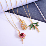 kissme Chic Flamingo Pineapple Coconut Tree Crystal Pendant Necklaces