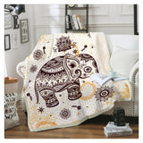 Dark Mandala Elephant bed Blanket Microfiber Fleece Bedspread Sherpa Blanket for Kids Girl Couch Soft Plush Throw Weight Blanket