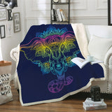 Dark Mandala Elephant bed Blanket Microfiber Fleece Bedspread Sherpa Blanket for Kids Girl Couch Soft Plush Throw Weight Blanket