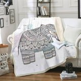 Dark Mandala Elephant bed Blanket Microfiber Fleece Bedspread Sherpa Blanket for Kids Girl Couch Soft Plush Throw Weight Blanket