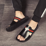 Genuine leather Summer Slippers Men Outdoor Breathable Fashion Brand Beach Shoes Flip Flops Indoor Slides Man Flat Sandals