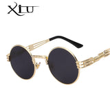 XIU Round Sunglasses Men Women Metal Punk Vintage Sunglass Brand Designer Fashion Glasses Mirror Lens Top Quality Oculos UV400