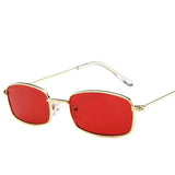 Small Retro Shades Rectangle Sunglasses Men Red Lens Yellow 2018 Metal Frame Clear Lens Sun Glasses For Women Unisex UV400