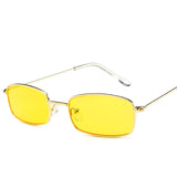 Small Retro Shades Rectangle Sunglasses Men Red Lens Yellow 2018 Metal Frame Clear Lens Sun Glasses For Women Unisex UV400