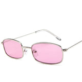 Small Retro Shades Rectangle Sunglasses Men Red Lens Yellow 2018 Metal Frame Clear Lens Sun Glasses For Women Unisex UV400