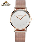 Luxury Women Watches | Simple Ladies Steel Watch | Rose Gold Elegant Minimalism Casual Female Waterproof Clock