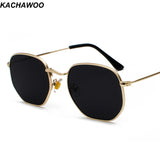 Kachawoo vintage gold sunglasses men square metal frame silver brown black small sun glasses female unisex summer style