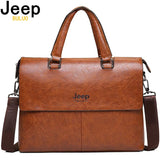 JEEP BULUO Men's Briefcase Fashion Handbags For Man Sacoche Homme Marque Male leather Bag For A4 Documents 13" Laptop